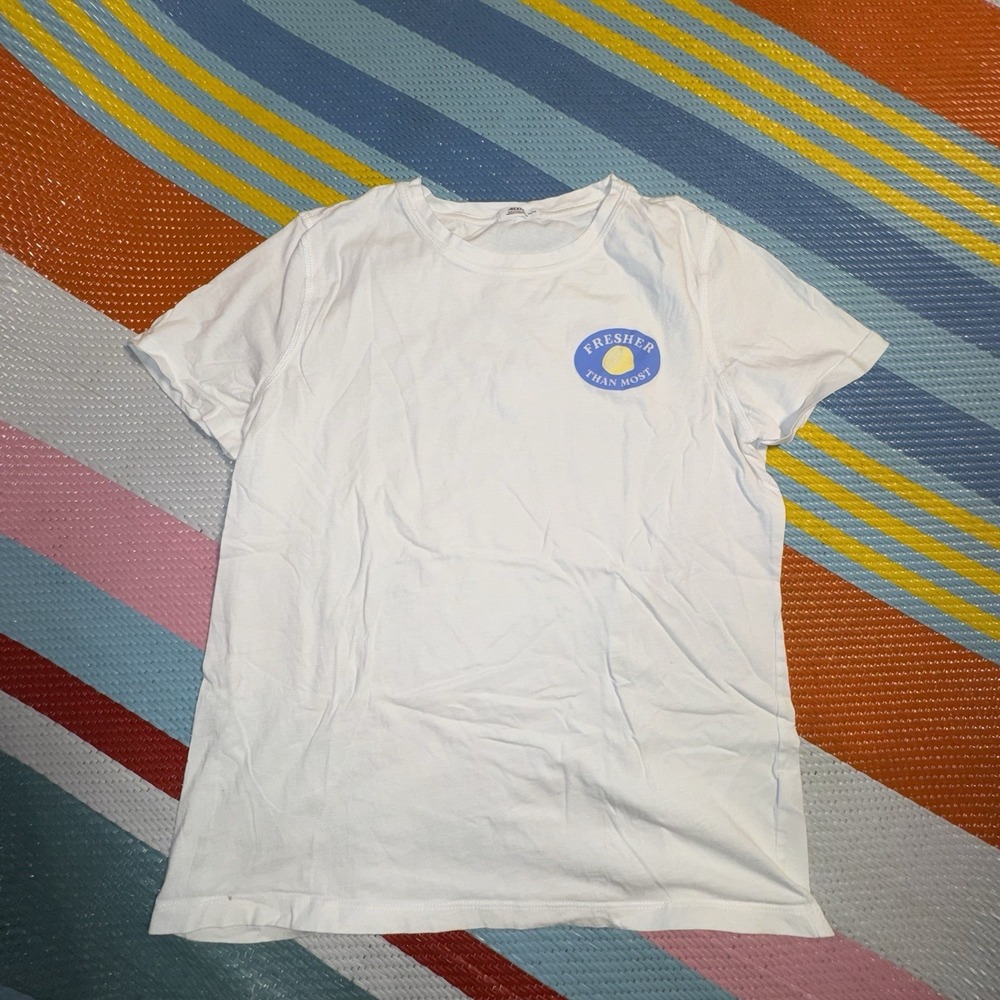 Ardene White Light Blue Short Sleeve T-Shirt Women's Size X-Large
